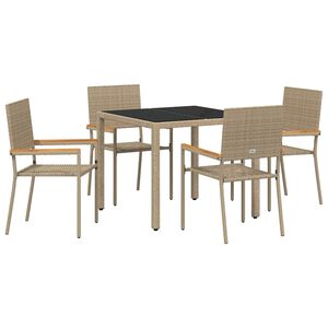 vidaXL Tr&auml;dg&aring;rdsm&ouml;belset 5 pcs Beige konstrotting