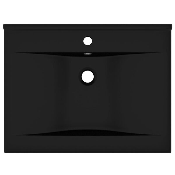 vidaXL Lyxigt handfat med kranhål matt svart 60x46 cm keramik
