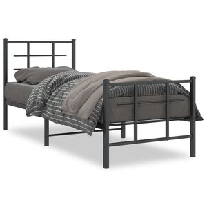 vidaXL S&auml;ngram med huvudgavel och fotgavel svart metall 75x190 cm