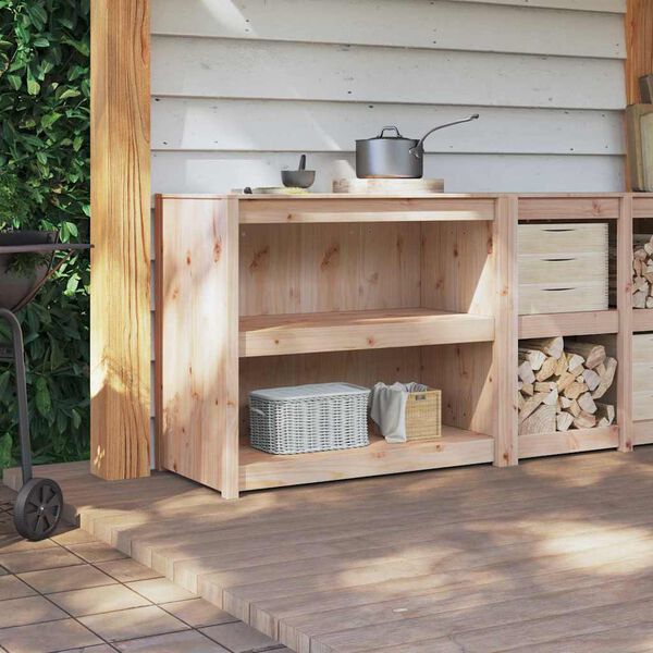 vidaXL Köksskåp med hylla Brun Ek 106 x 55 x 92 cm Massiv furu