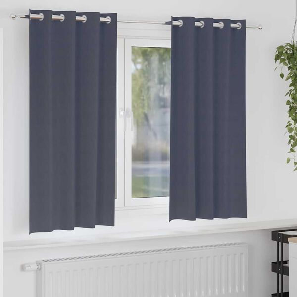 vidaXL M&ouml;rkl&auml;ggningsgardiner med Ringar 2 pcs Antracit 175 x 140 cm