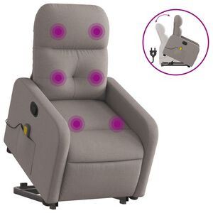 vidaXL Massagef&aring;t&ouml;lj med uppresningshj&auml;lp taupe tyg