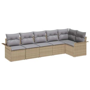 vidaXL Tr&auml;dg&aring;rdsoffset med kudde 6 pcs Beige konstrotting