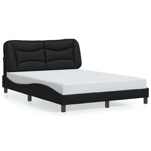 vidaXL Bed Frame without Mattress "Hvar" Black 140x190 cm Faux Leather