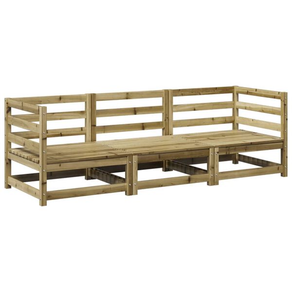 vidaXL Soffgrupp f&ouml;r tr&auml;dg&aring;rden 3 delar impregnerad furu