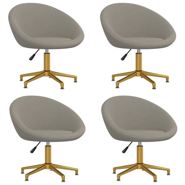 vidaXL Matstolar 4 st ljusgr&aring; sammet