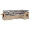 vidaXL Soffgrupp f&ouml;r tr&auml;dg&aring;rden med dynor 5 delar beige konstrotting