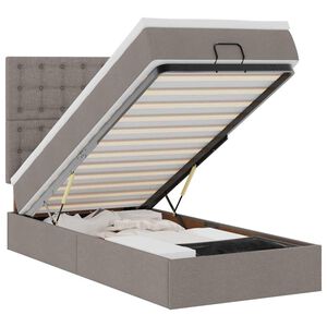 vidaXL Ottoman s&auml;ngram med madrass taupe 90x190 cm tyg