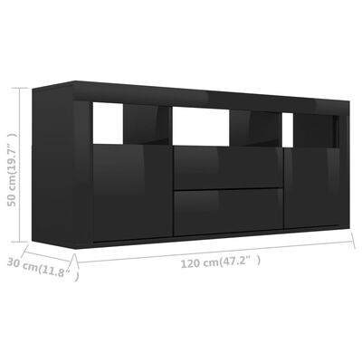 vidaXL TV-bänk svart högglans 120x30x50 cm spånskiva