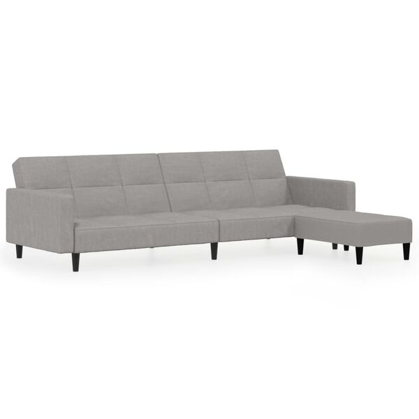 vidaXL B&auml;ddsoffa med pall 2-sits ljusgr&aring; mikrofibertyg