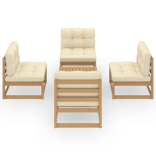 vidaXL Loungegrupp med dynor 5 delar massiv furu