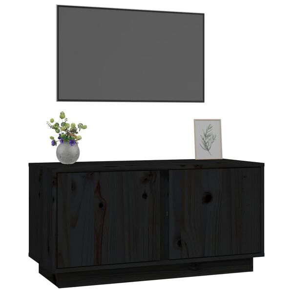 vidaXL Tv-b&auml;nk svart 80x35x40,5 cm massiv furu