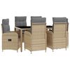vidaXL Utomhusmatbord 7 pcs Beige och Ljusgr&aring; 150 x 90 x 75 cm