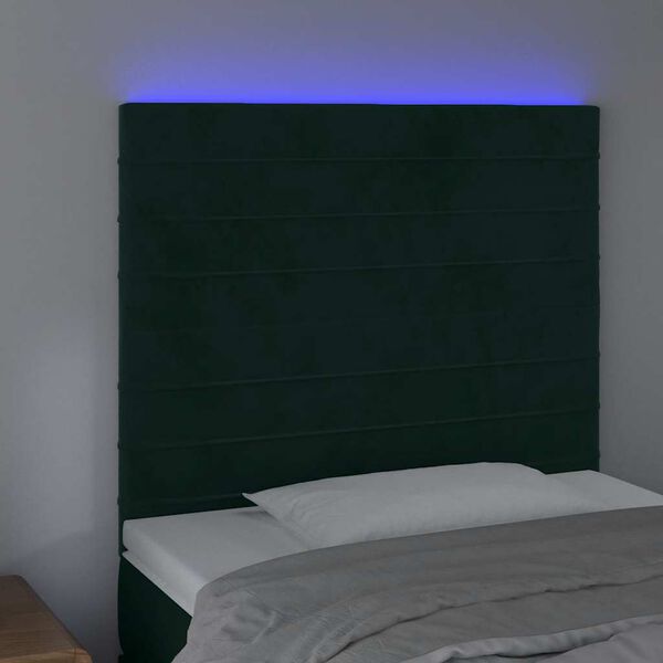 vidaXL S&auml;nggavel LED m&ouml;rkgr&ouml;n 90x5x118/128 cm sammet