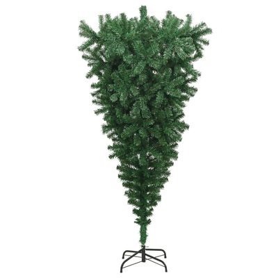 vidaXL Uppochnedvänd plastgran med stativ grön 240 cm