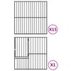 vidaXL Hundhage 16 paneler svart galvaniserat st&aring;l