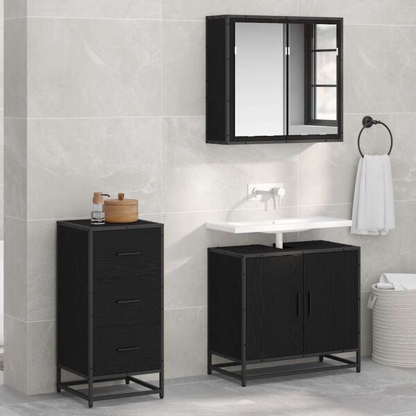 vidaXL Sideboard Svart Ek 35,5 x 35 x 76 cm