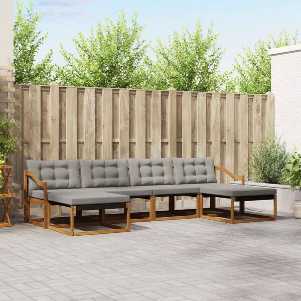 vidaXL Utomhussoffset med kudde 6 pcs Naturlig och Ljus Gr&aring;