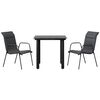 vidaXL Matgrupp f&ouml;r tr&auml;dg&aring;rden 3 delar st&aring;l och textilen svart