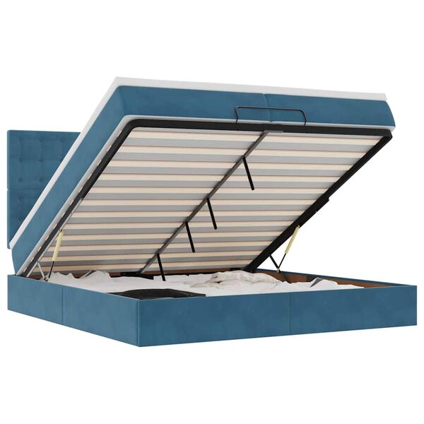 vidaXL Ottomansk s&auml;ng med madrasser och LED-lampor m&ouml;rkbl&aring; 200x200cm