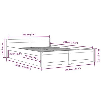 vidaXL Sängram med lådor 150x200 cm