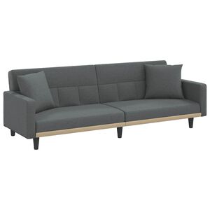 vidaXL B&auml;ddsoffa med armst&ouml;d m&ouml;rkgr&aring; tyg