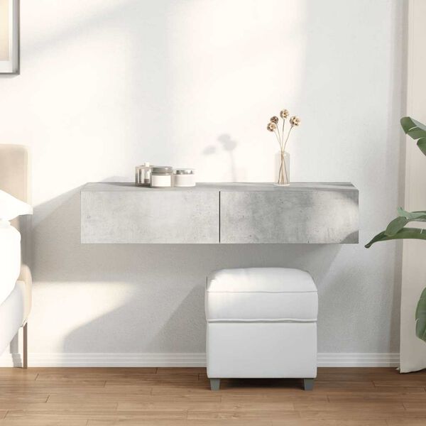 vidaXL V&auml;gghylla med l&aring;dor betonggr&aring; 100x36x19 cm konstruerat tr&auml;