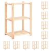 vidaXL F&ouml;rvaringshylla 3 hyllor 10 st 60x38x90 cm massiv furu 150 kg