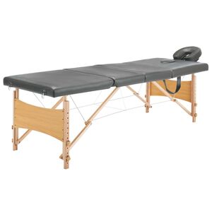 vidaXL Massageb&auml;nk med 4 zoner tr&auml;ram antracit 186x68 cm