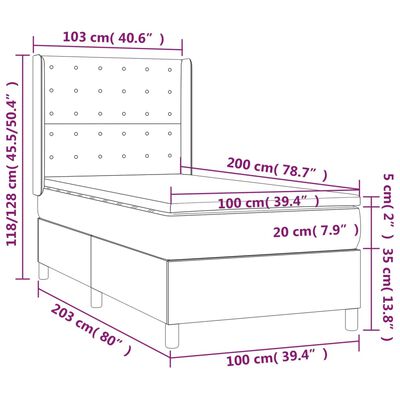 vidaXL Ramsäng med madrass & LED svart 100x200 cm konstläder