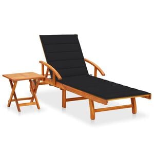 vidaXL Sols&auml;ng med bord och dyna massivt akaciatr&auml;