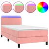 vidaXL Rams&auml;ng med madrass & LED rosa 100x200 cm sammet