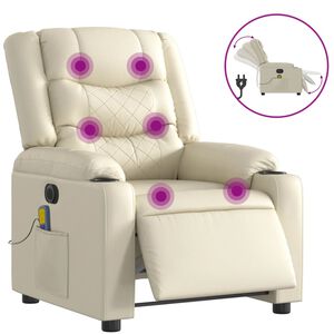 vidaXL Elektrisk massagef&aring;t&ouml;lj gr&auml;ddvit konstl&auml;der