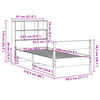 vidaXL Säng med bokhylla utan madrass vaxbrun 75x190 cm massiv furu