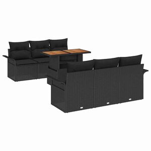 vidaXL Tr&auml;dg&aring;rdsoffset med kudde 7 pcs Svart