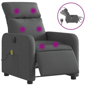 vidaXL Elektrisk massagef&aring;t&ouml;lj m&ouml;rkgr&aring; tyg
