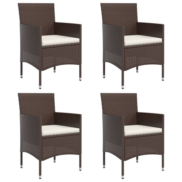 vidaXL Matgrupp f&ouml;r tr&auml;dg&aring;rden med dynor 7 delar brun och svart