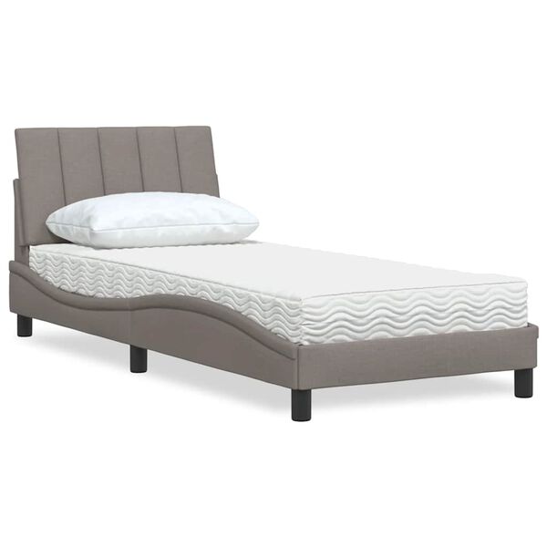 vidaXL Bed with Mattress "Hanko" Taupe 80x200 cm Fabric