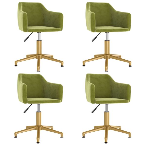 vidaXL Snurrbara matstolar 4 st ljusgr&ouml;n sammet