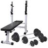 vidaXL Tr&auml;ningsb&auml;nk set med viktst&auml;llning skivst&aring;ng och hantlar 120 kg