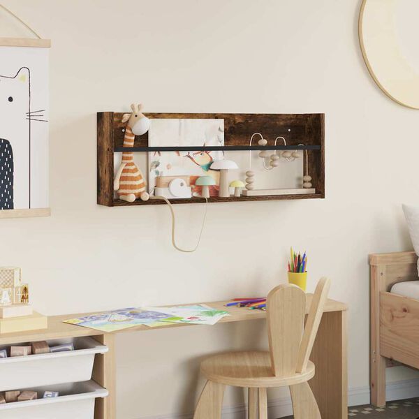 vidaXL Tidningshylla med hylla R&ouml;kt ek 80 x 12 x 30 cm Konstruerat tr&auml;