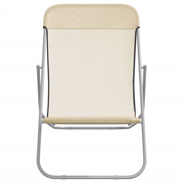 vidaXL Solstolar f&auml;llbara 2 st gr&auml;ddvit textilen & pulverlackerat st&aring;l