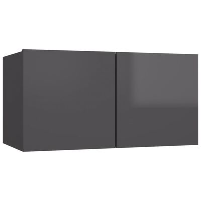 vidaXL TV-skåp 4 delar grå högglans spånskiva
