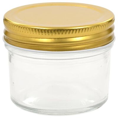 vidaXL Syltburkar i glas med guldfärgade lock 96 st 110 ml
