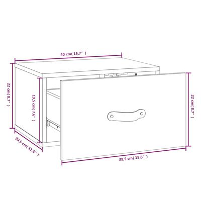 vidaXL Väggmonterade sängbord vit 40x29,5x22 cm
