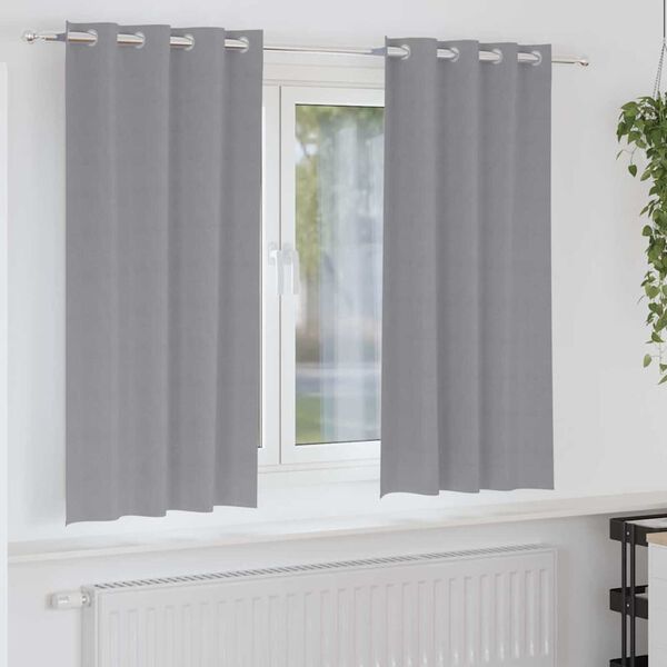 vidaXL M&ouml;rkl&auml;ggningsgardiner med Ringar 2 pcs Ljusgr&aring; 175 x 140 cm