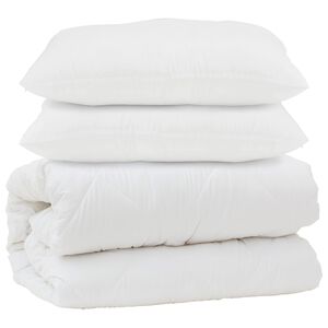 vidaXL Dunt&auml;cke med kudde 3 pcs Vit Mikrofiber