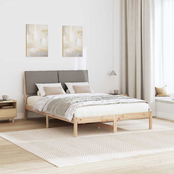 vidaXL S&auml;ngram med huvudgavel Brun och taupe 160 x 200 cm Massiv furu