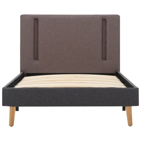 vidaXL S&auml;ngram med LED taupe och m&ouml;rkgr&aring; tyg 100x200 cm