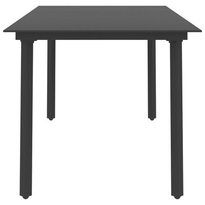 vidaXL Trädgårdsbord svart 190x90x74 cm stål och glas